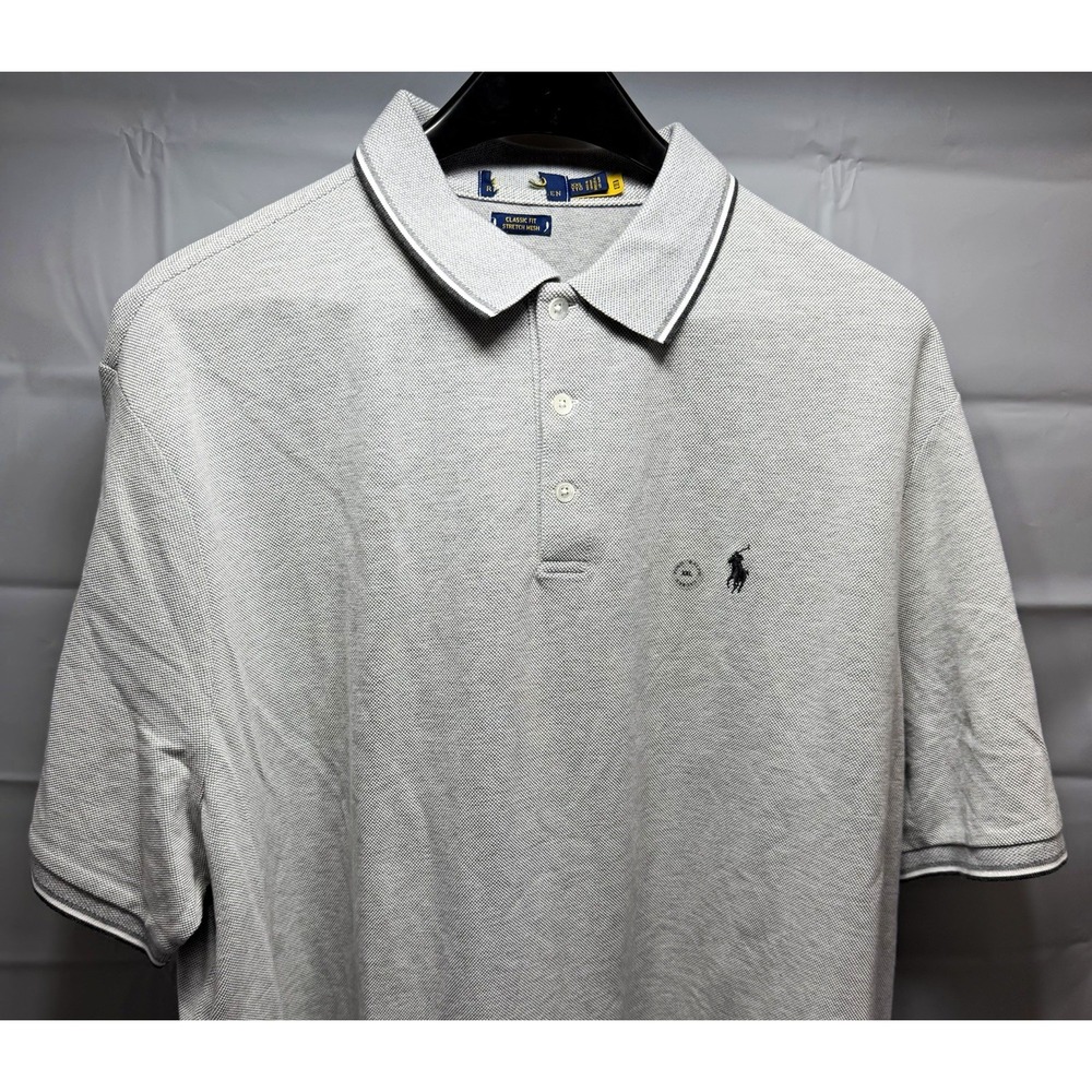 Polo Ralph Lauren Mens XXL Classic Fit Stretch Mesh Polo Shirt Grey RN 41381